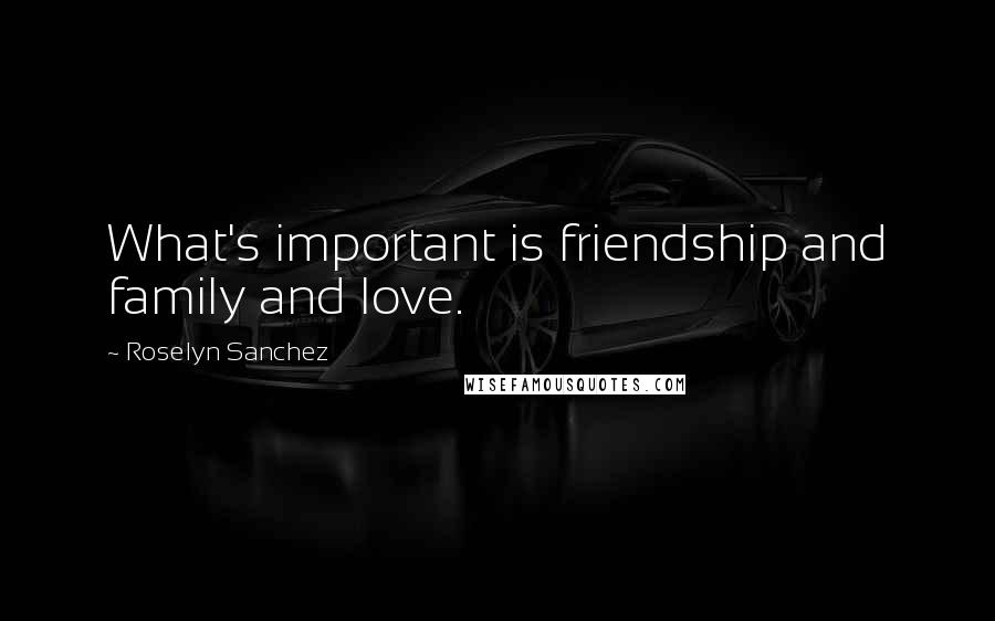 Roselyn Sanchez Quotes: What's important is friendship and family and love.