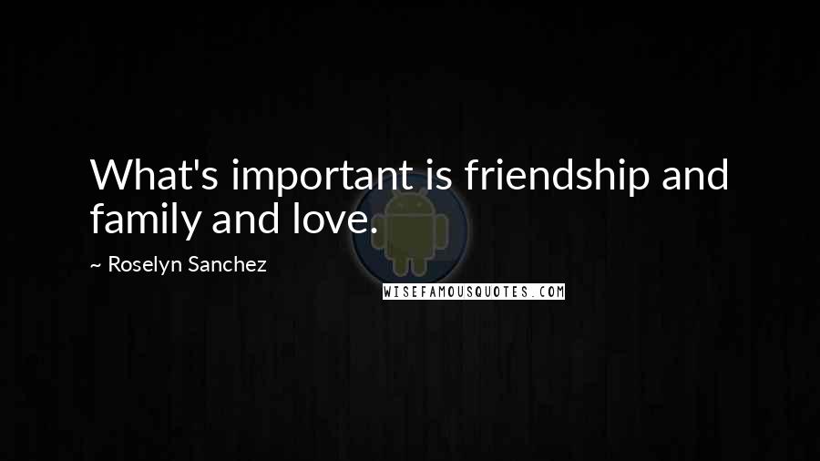 Roselyn Sanchez Quotes: What's important is friendship and family and love.