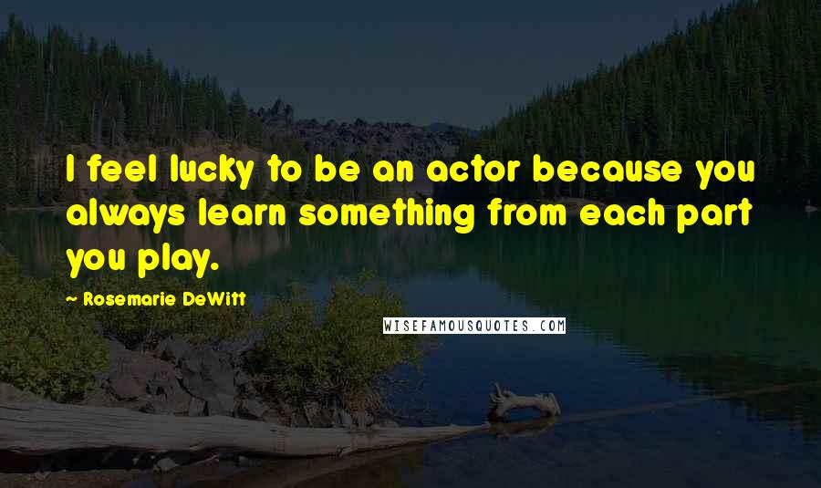 Rosemarie DeWitt Quotes: I feel lucky to be an actor because you always learn something from each part you play.
