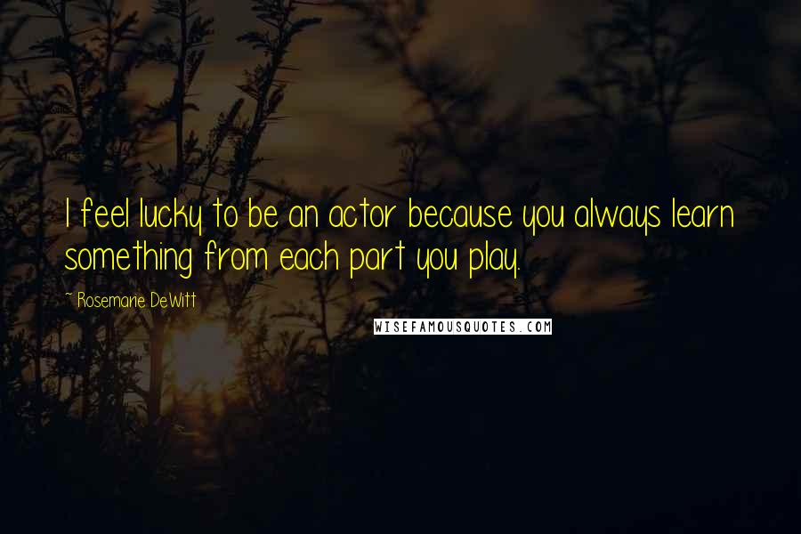 Rosemarie DeWitt Quotes: I feel lucky to be an actor because you always learn something from each part you play.