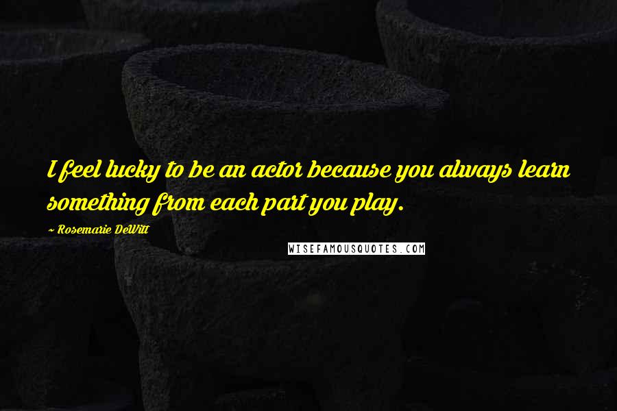 Rosemarie DeWitt Quotes: I feel lucky to be an actor because you always learn something from each part you play.