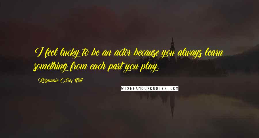 Rosemarie DeWitt Quotes: I feel lucky to be an actor because you always learn something from each part you play.