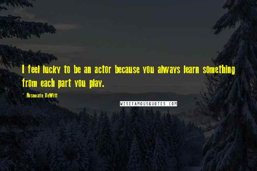 Rosemarie DeWitt Quotes: I feel lucky to be an actor because you always learn something from each part you play.