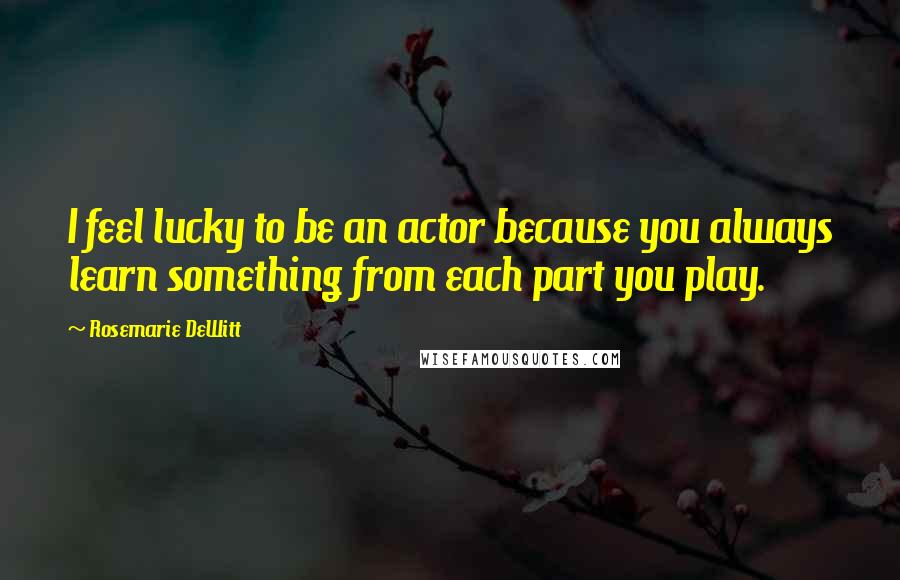 Rosemarie DeWitt Quotes: I feel lucky to be an actor because you always learn something from each part you play.