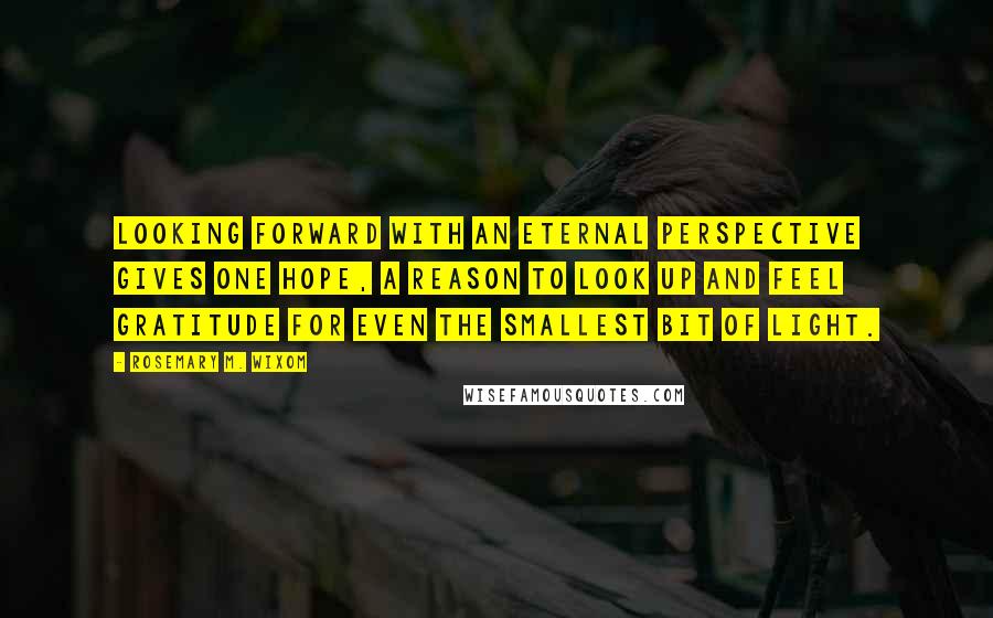 Rosemary M. Wixom Quotes: Looking forward with an eternal perspective gives one hope, a reason to look up and feel gratitude for even the smallest bit of light.