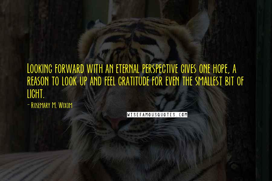 Rosemary M. Wixom Quotes: Looking forward with an eternal perspective gives one hope, a reason to look up and feel gratitude for even the smallest bit of light.