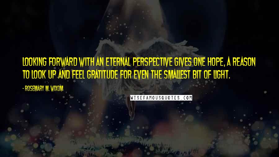 Rosemary M. Wixom Quotes: Looking forward with an eternal perspective gives one hope, a reason to look up and feel gratitude for even the smallest bit of light.