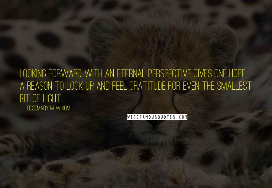 Rosemary M. Wixom Quotes: Looking forward with an eternal perspective gives one hope, a reason to look up and feel gratitude for even the smallest bit of light.