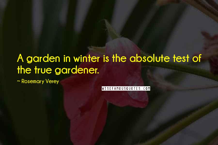 Rosemary Verey Quotes: A garden in winter is the absolute test of the true gardener.