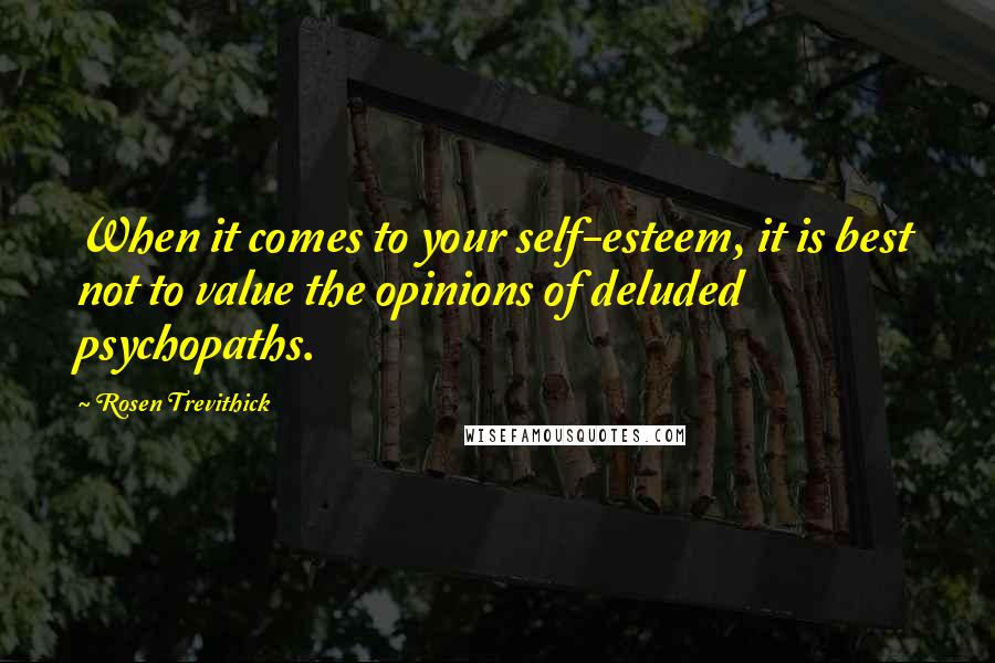 Rosen Trevithick Quotes: When it comes to your self-esteem, it is best not to value the opinions of deluded psychopaths.