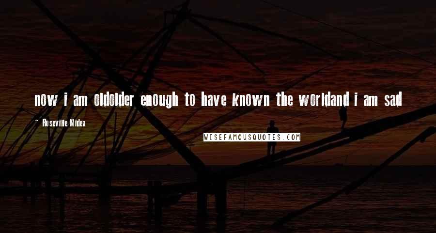 Roseville Nidea Quotes: now i am oldolder enough to have known the worldand i am sad