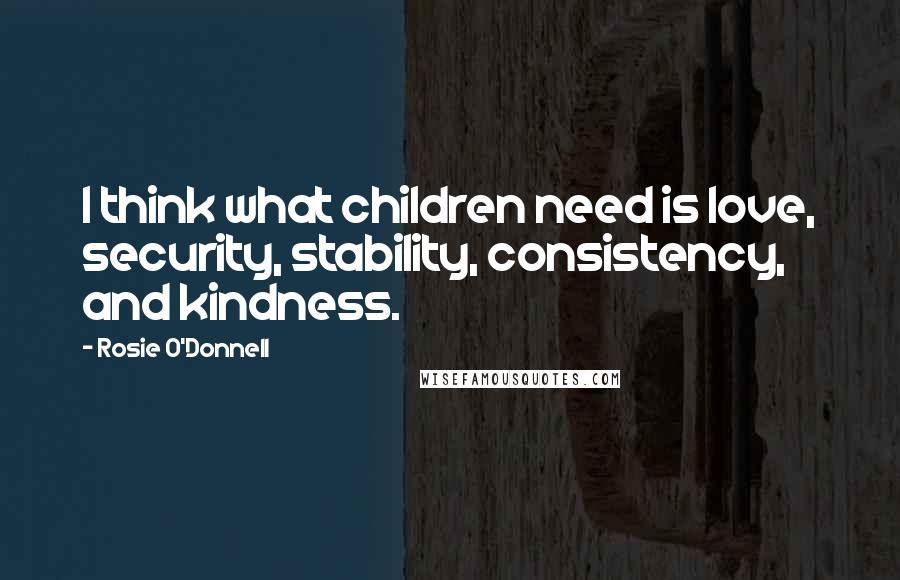 Rosie O'Donnell Quotes: I think what children need is love, security, stability, consistency, and kindness.