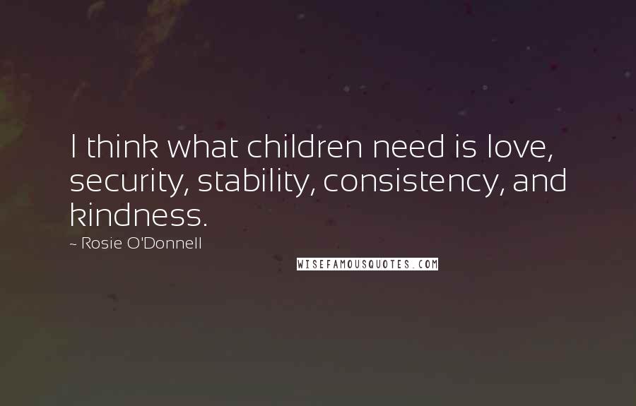 Rosie O'Donnell Quotes: I think what children need is love, security, stability, consistency, and kindness.