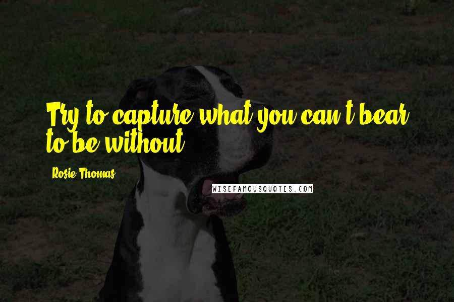 Rosie Thomas Quotes: Try to capture what you can't bear to be without