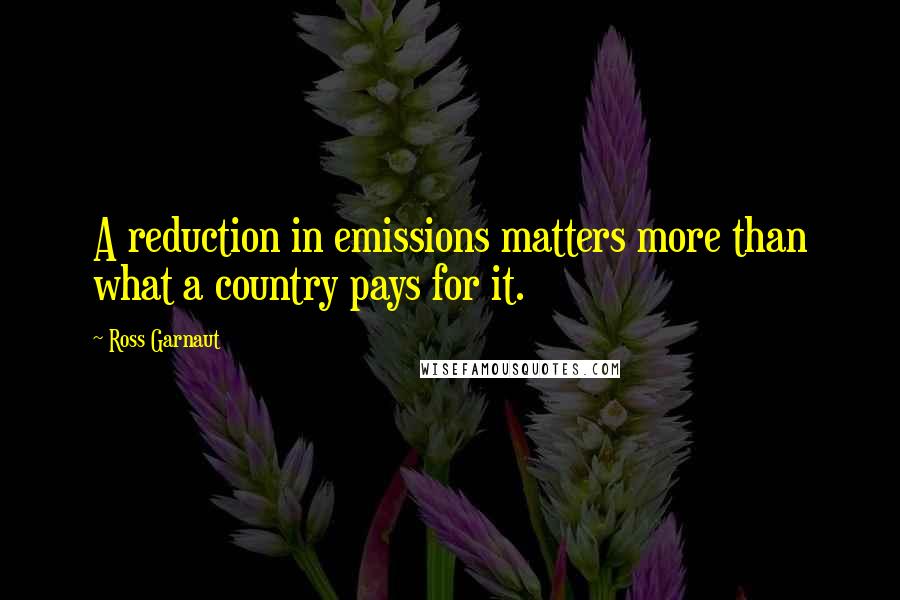 Ross Garnaut Quotes: A reduction in emissions matters more than what a country pays for it.