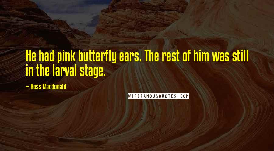 Ross Macdonald Quotes: He had pink butterfly ears. The rest of him was still in the larval stage.