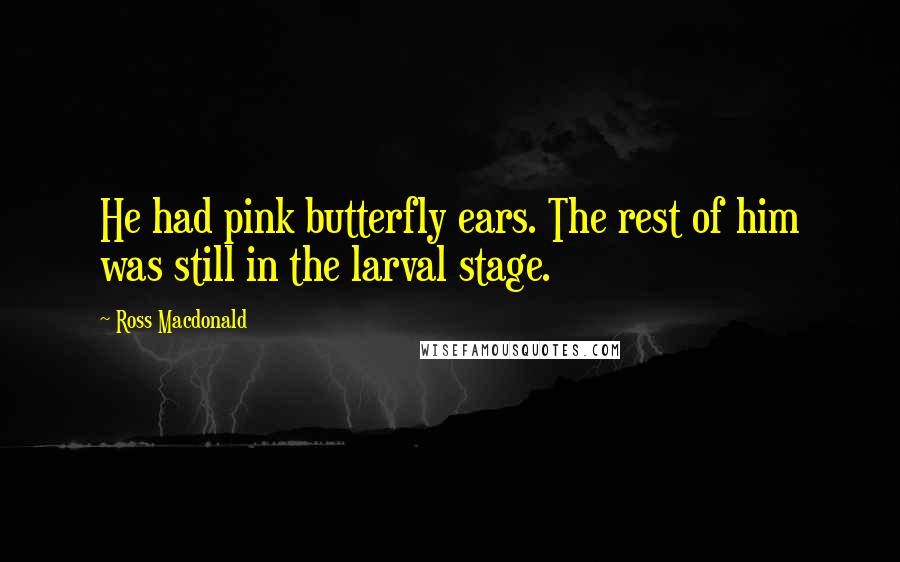Ross Macdonald Quotes: He had pink butterfly ears. The rest of him was still in the larval stage.