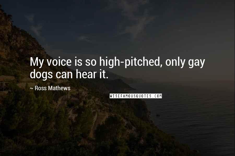 Ross Mathews Quotes: My voice is so high-pitched, only gay dogs can hear it.