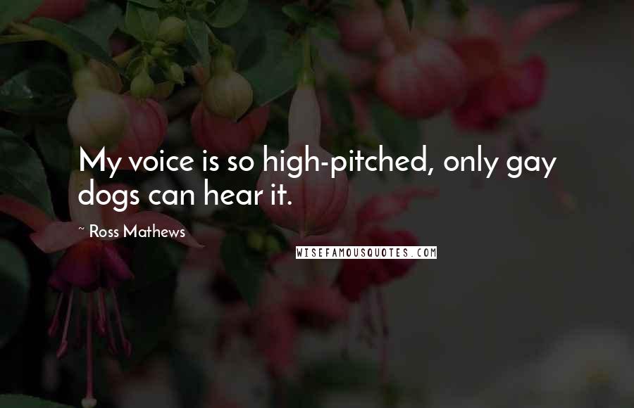 Ross Mathews Quotes: My voice is so high-pitched, only gay dogs can hear it.