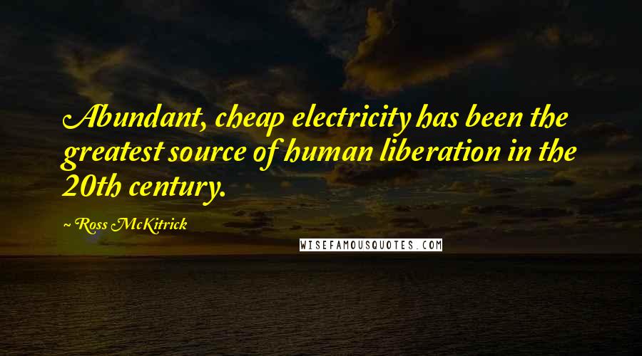 Ross McKitrick Quotes: Abundant, cheap electricity has been the greatest source of human liberation in the 20th century.