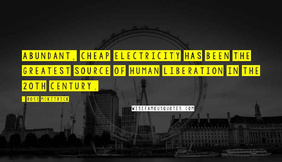 Ross McKitrick Quotes: Abundant, cheap electricity has been the greatest source of human liberation in the 20th century.