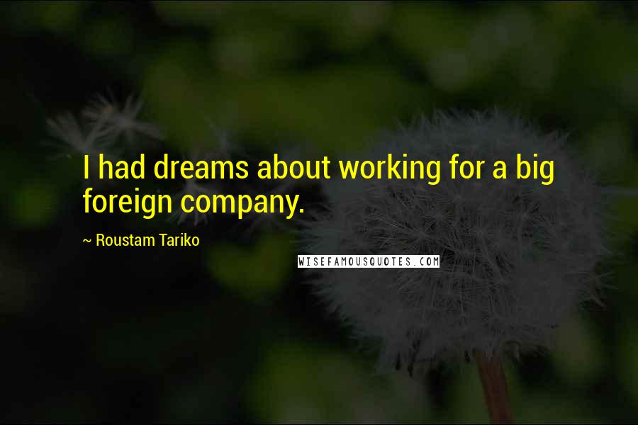 Roustam Tariko Quotes: I had dreams about working for a big foreign company.