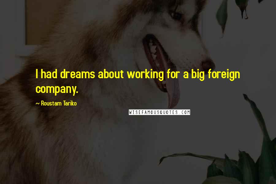 Roustam Tariko Quotes: I had dreams about working for a big foreign company.