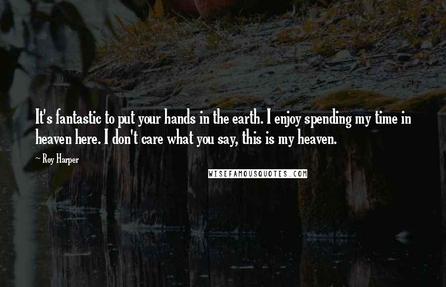 Roy Harper Quotes: It's fantastic to put your hands in the earth. I enjoy spending my time in heaven here. I don't care what you say, this is my heaven.