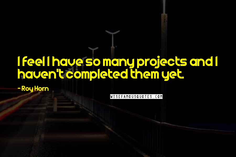 Roy Horn Quotes: I feel I have so many projects and I haven't completed them yet.