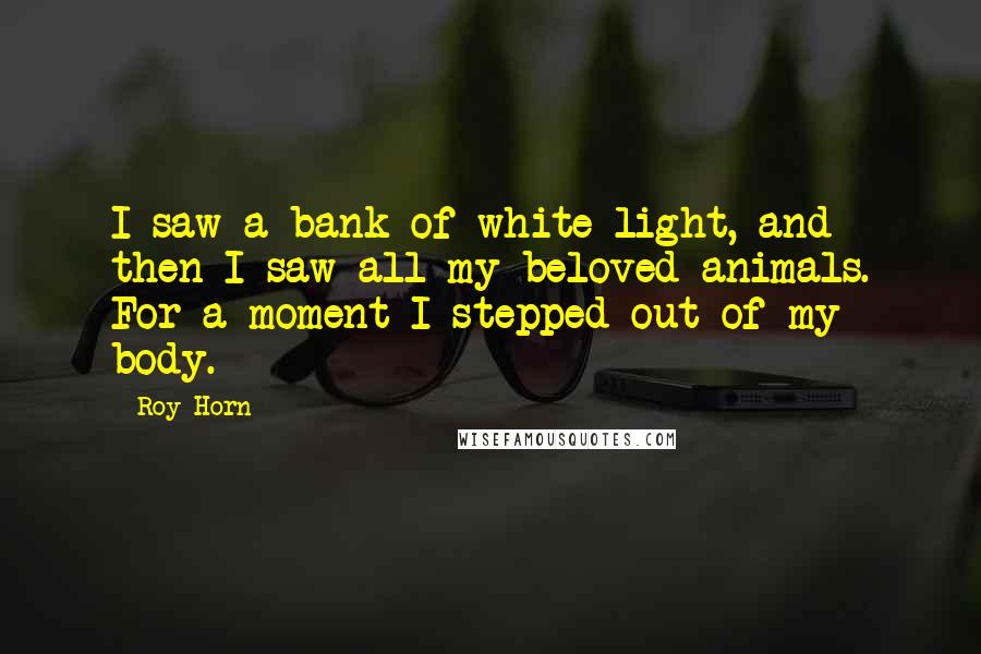 Roy Horn Quotes: I saw a bank of white light, and then I saw all my beloved animals. For a moment I stepped out of my body.
