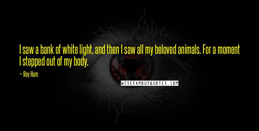Roy Horn Quotes: I saw a bank of white light, and then I saw all my beloved animals. For a moment I stepped out of my body.