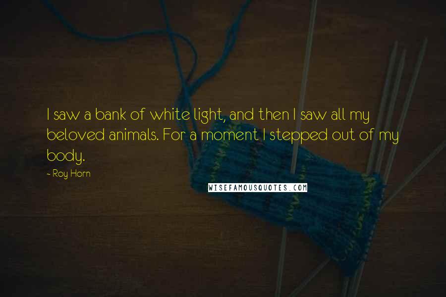 Roy Horn Quotes: I saw a bank of white light, and then I saw all my beloved animals. For a moment I stepped out of my body.
