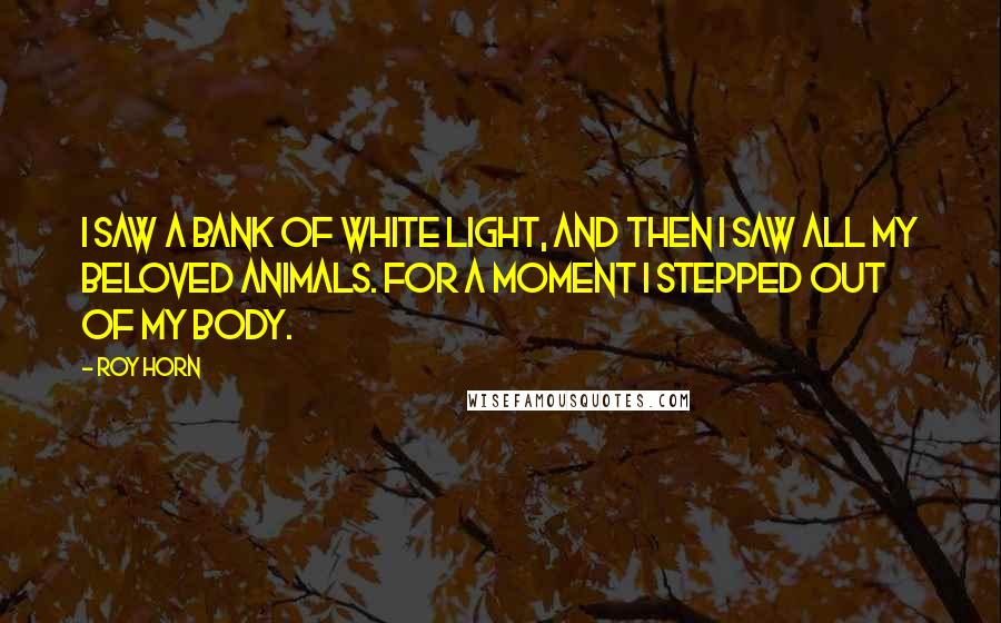 Roy Horn Quotes: I saw a bank of white light, and then I saw all my beloved animals. For a moment I stepped out of my body.