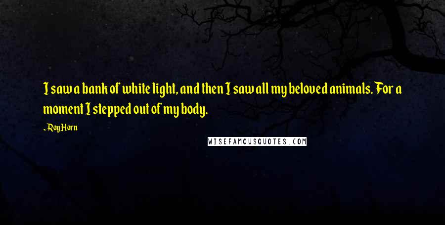 Roy Horn Quotes: I saw a bank of white light, and then I saw all my beloved animals. For a moment I stepped out of my body.