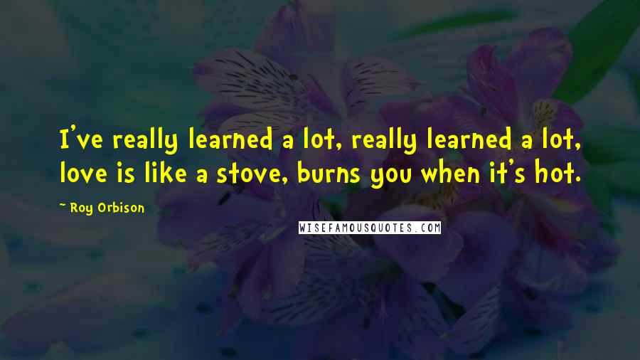 Roy Orbison Quotes: I've really learned a lot, really learned a lot, love is like a stove, burns you when it's hot.