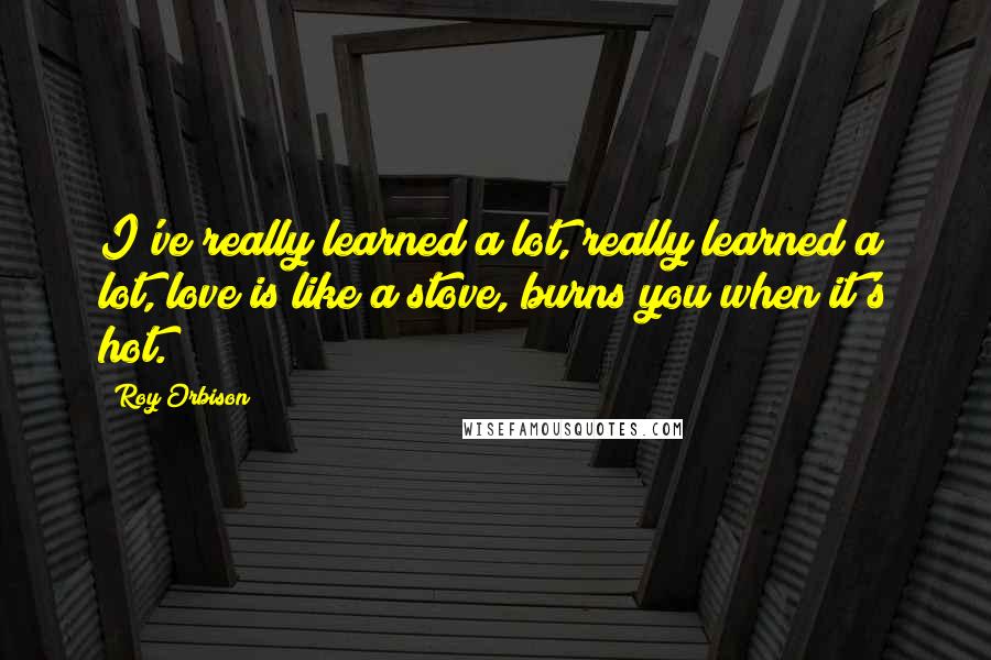 Roy Orbison Quotes: I've really learned a lot, really learned a lot, love is like a stove, burns you when it's hot.