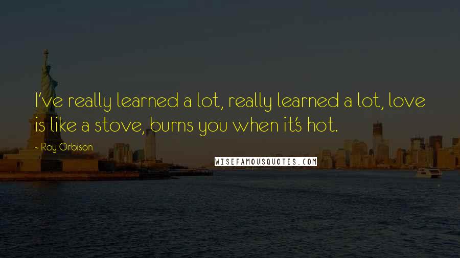 Roy Orbison Quotes: I've really learned a lot, really learned a lot, love is like a stove, burns you when it's hot.