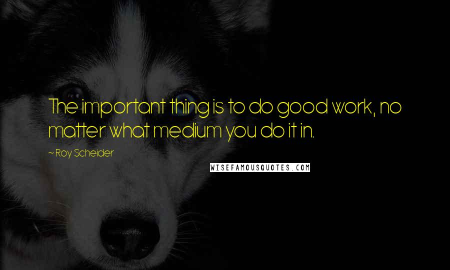 Roy Scheider Quotes: The important thing is to do good work, no matter what medium you do it in.