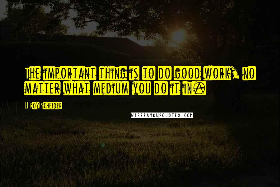 Roy Scheider Quotes: The important thing is to do good work, no matter what medium you do it in.