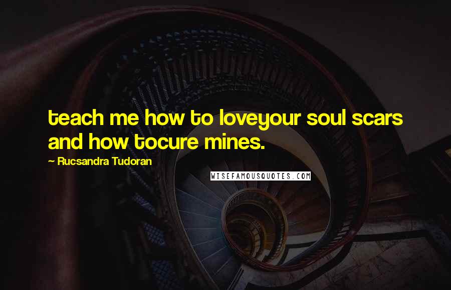 Rucsandra Tudoran Quotes: teach me how to loveyour soul scars and how tocure mines.