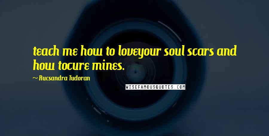 Rucsandra Tudoran Quotes: teach me how to loveyour soul scars and how tocure mines.