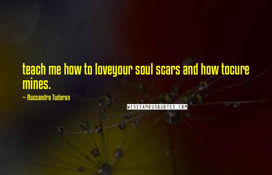 Rucsandra Tudoran Quotes: teach me how to loveyour soul scars and how tocure mines.