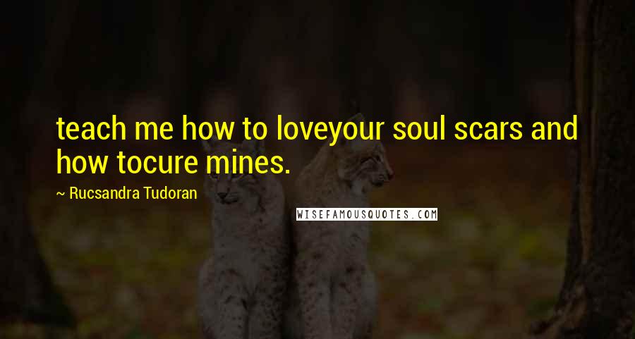 Rucsandra Tudoran Quotes: teach me how to loveyour soul scars and how tocure mines.