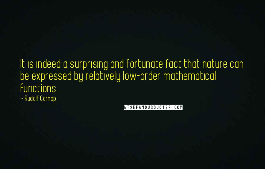 Rudolf Carnap Quotes: It is indeed a surprising and fortunate fact that nature can be expressed by relatively low-order mathematical functions.