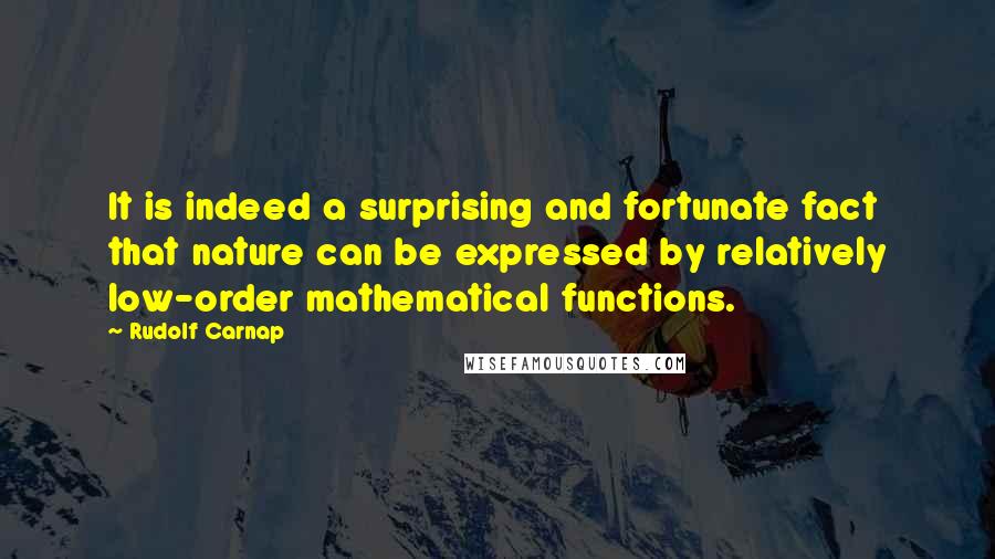 Rudolf Carnap Quotes: It is indeed a surprising and fortunate fact that nature can be expressed by relatively low-order mathematical functions.