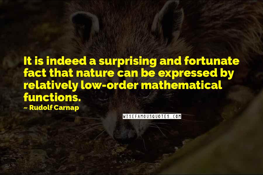 Rudolf Carnap Quotes: It is indeed a surprising and fortunate fact that nature can be expressed by relatively low-order mathematical functions.