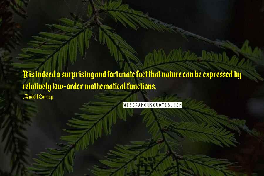 Rudolf Carnap Quotes: It is indeed a surprising and fortunate fact that nature can be expressed by relatively low-order mathematical functions.