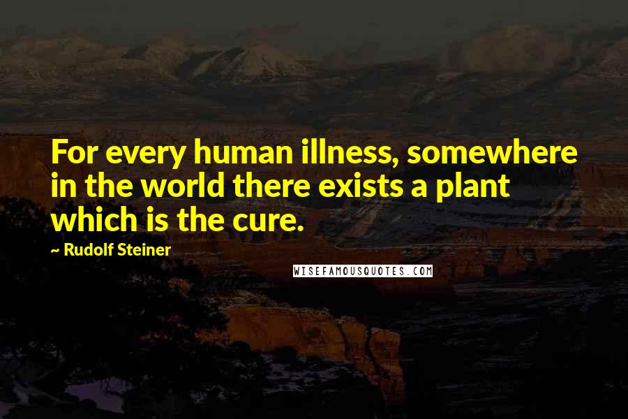 Rudolf Steiner Quotes: For every human illness, somewhere in the world there exists a plant which is the cure.