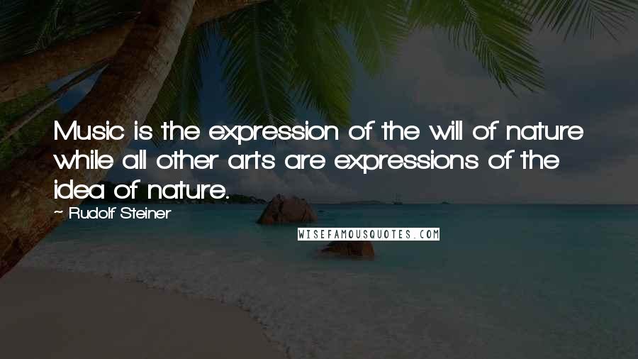 Rudolf Steiner Quotes: Music is the expression of the will of nature while all other arts are expressions of the idea of nature.