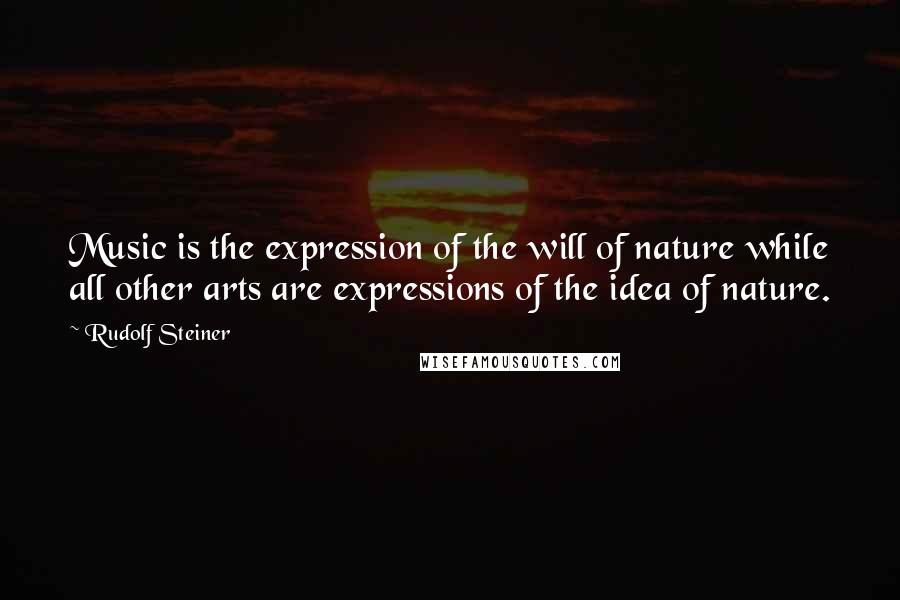 Rudolf Steiner Quotes: Music is the expression of the will of nature while all other arts are expressions of the idea of nature.